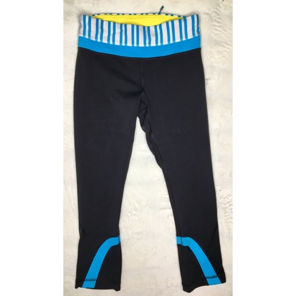 Lululemon Run: Inspire Crop II Black & Turquoise - Picture 3 of 7